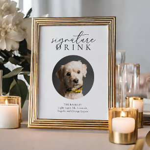 Simple Black Floral Animal Signature Drink Sign