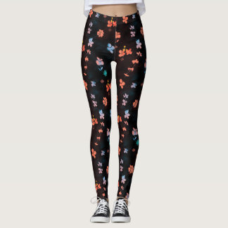 Simple black flowery pattern leggings