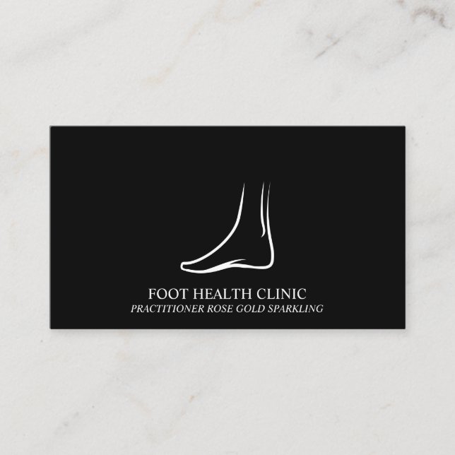 Simple Black Foot Care Podiatry Practioner Doctor Business Card (Front)