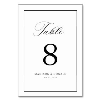 Simple black frame calligraphy table number