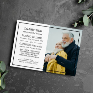 Simple Black Frame Photo Double Memorial Invitation