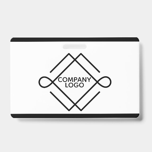 Simple Black Geometric Shapes ID Badge (Front)
