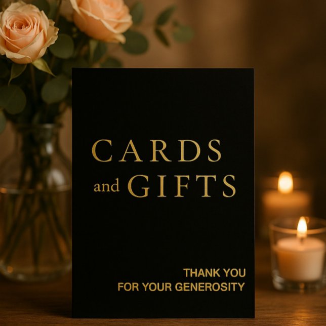 Simple Black & Gold Cards & Gifts Wedding Sign (Creator Uploaded)