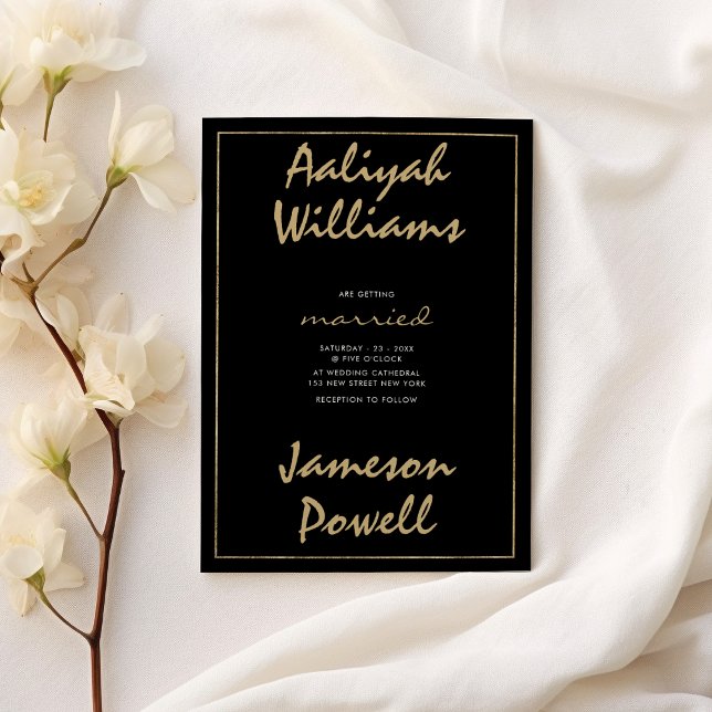 Simple black gold handwritten calligraphy wedding invitation (Simple black gold handwritten calligraphy wedding)