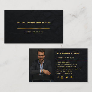 Simple Black Gold Line Professional Photo Business Card