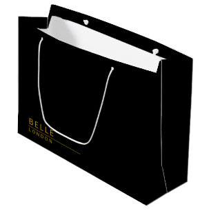Simple Black & Gold Modern Business Large Gift Bag