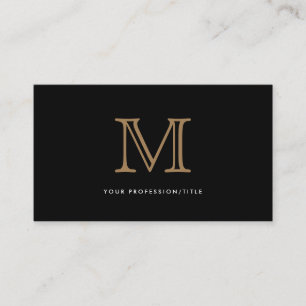 Simple Black Gold Modern Typography Monogram Business Card