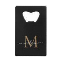Simple Black Gold Monogram Elegant Script Name