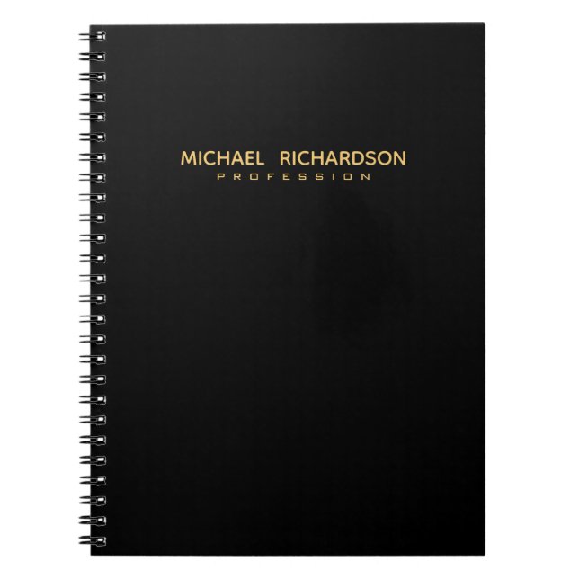 Simple Black Gold Named Business Notebook (Front)