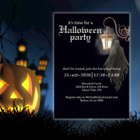 Simple Black Gold Spooky Lantern Halloween Party