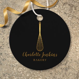 Simple Black Gold Whisk Bakery Patisserie Tag