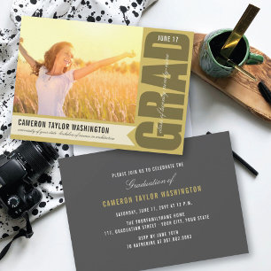 Simple Black GRAD Overlay Modern Graduation Party Invitation