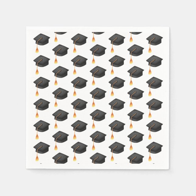 Simple Black Graduation Cap Pattern Napkin (Front)