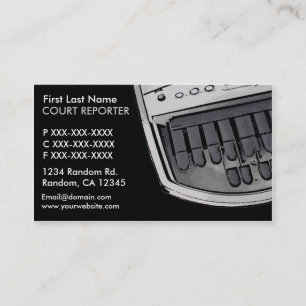 Simple black grey court reporter business cards