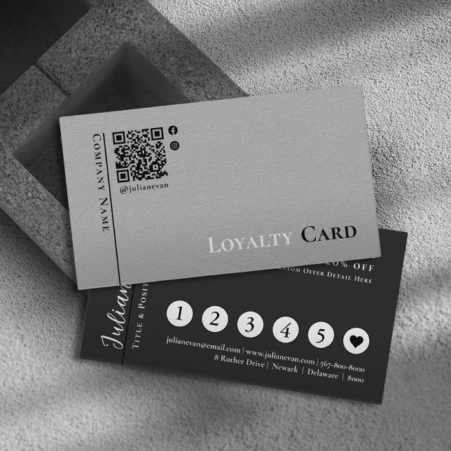Simple black Grey Minimalistic Loyalty Card (Creator Uploaded)