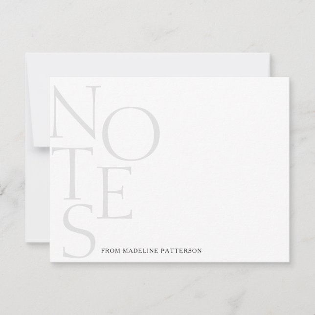 Simple Black Grey | Notes From Note Card (Front)