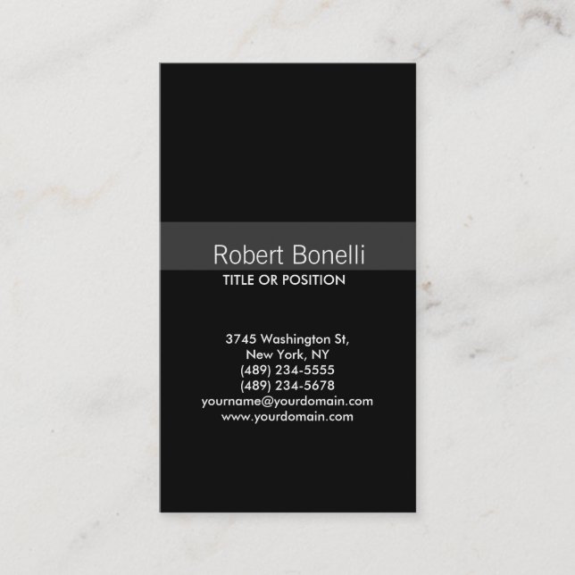 Simple Black Grey Stripe Business Card (Front)