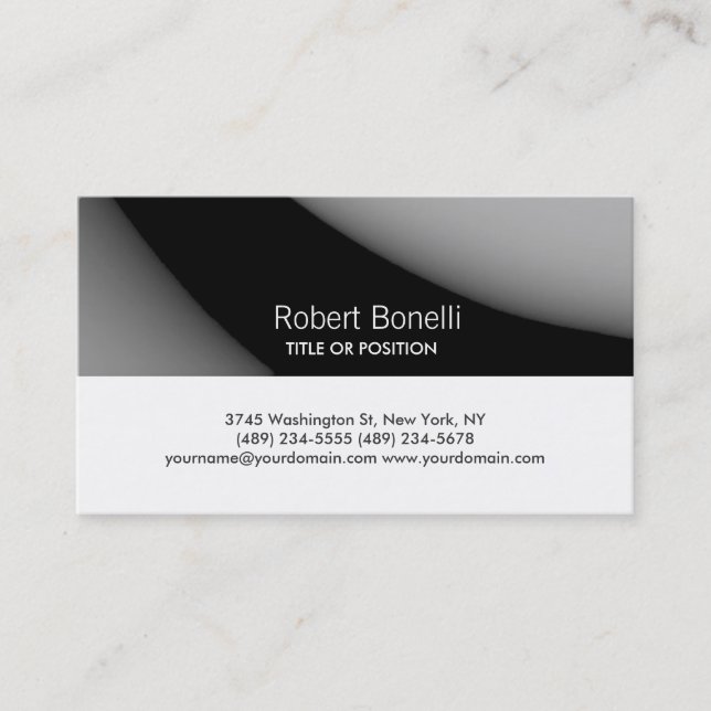 Simple Black Grey White Plain Business Card (Front)