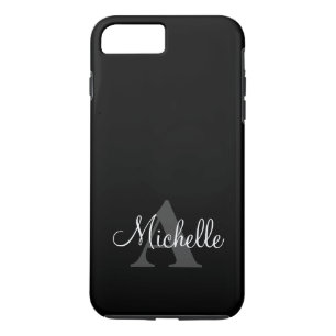 Simple Black Grey Your Monogram Personalised Case-Mate iPhone Case