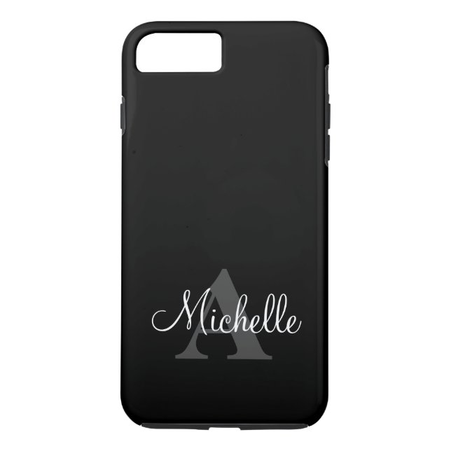Simple Black Grey Your Monogram Personalised Case-Mate iPhone Case (Back)