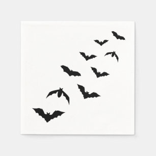 Simple Black Halloween Bats Silhouette Design Napkin