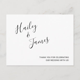 Simple Black Handwritten Script Wedding Thank You Postcard