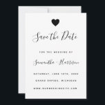 Simple Black Heart Wedding Flat Save The Date Card<br><div class="desc">High quality and customisable!</div>
