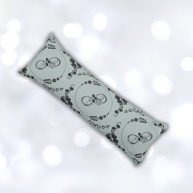 Simple Black Hearts, Floral, Infinity on Grey | Body Cushion (Creator Uploaded)