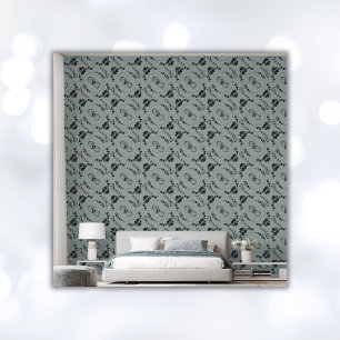 Simple Black Hearts, Floral, Infinity on Grey Wallpaper