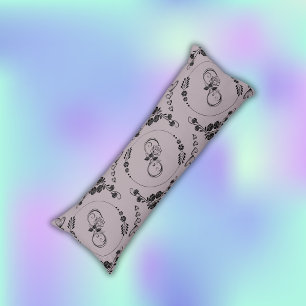 Simple Black Hearts, Floral, Infinity on Mauve Body Cushion