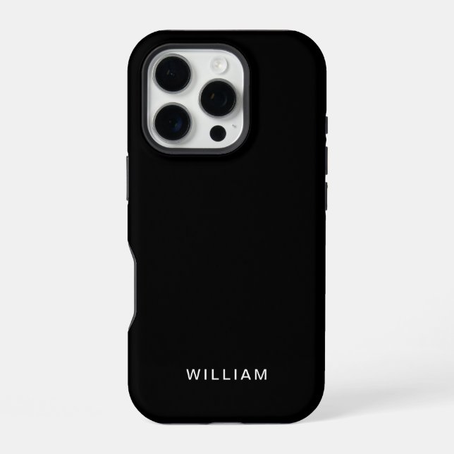 Simple Black iPhone Case with Custom Name  (Back)