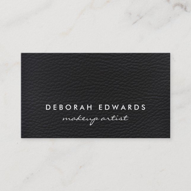 Simple Black Leather Business Card (Front)