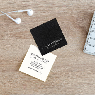 Simple Black Leather Square Business Card