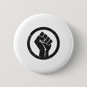 Simple Black Life Material Protest Power Fist Wide 6 Cm Round Badge