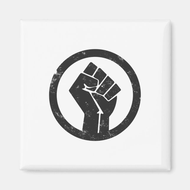 Simple Black Life Material Protest Power Fist Wide Magnet (Front)