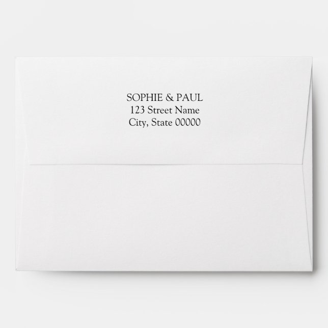 Simple Black Lined Return Address Envelope (Back (Top Flap))