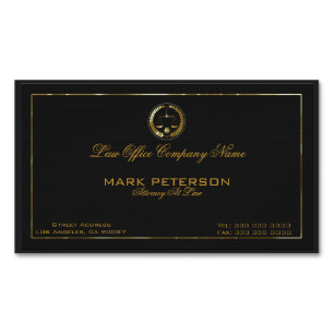 Simple Black Linen Texture Attorney In Law Magnetic Business Card