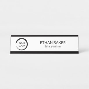 Simple Black Logo Desk Name Plate
