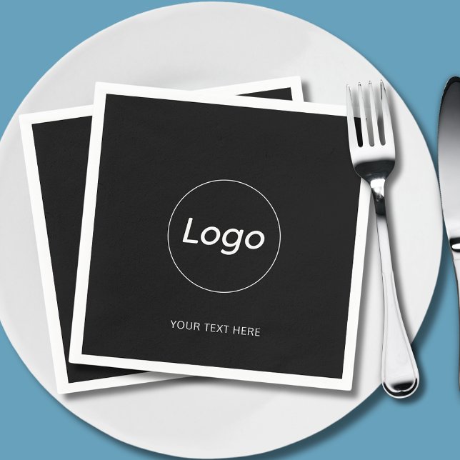 Simple Black Logo Paper Napkin (Logo promotional paper napkins with custom text)