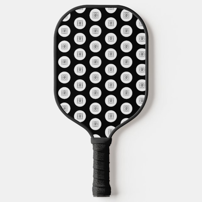Simple Black Logo Pattern Business Promo Pickleball Paddle (Front)