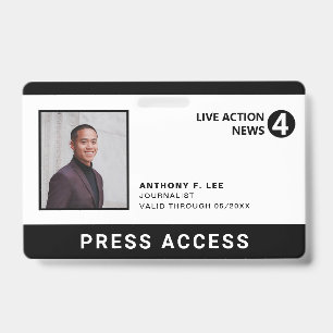 Simple Black Logo Press Employee Photo ID Badge