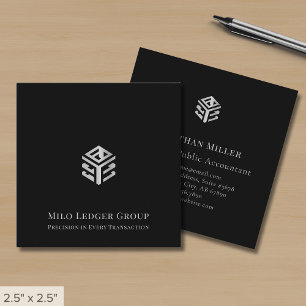 Simple Black Luxury Logo Square Business Card