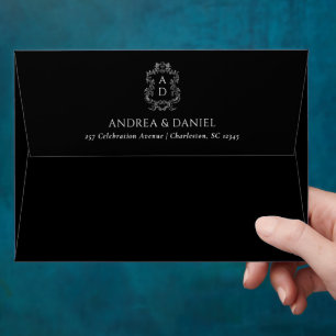 Simple Black Minimal and Chic Wedding Envelope