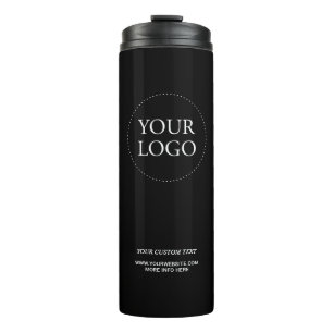 Simple Black Minimal Business Logo Custom Text Thermal Tumbler