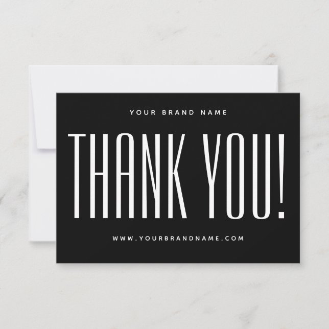 Simple black minimalist business thank you card  (Front)