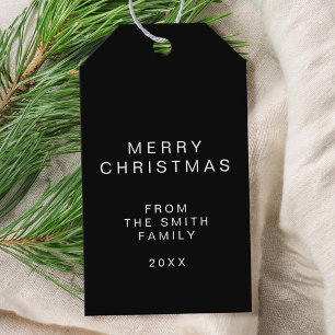 Simple Black Minimalist Christmas Gift Tags