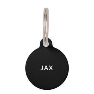 Simple black minimalist custom name dog pet tag