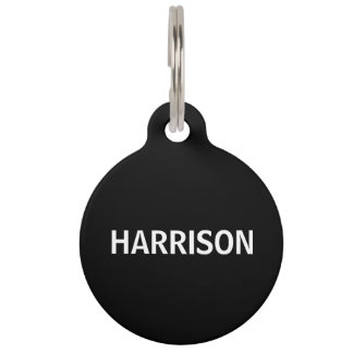 Simple Black Minimalist Double Sided Personalised Pet Tag