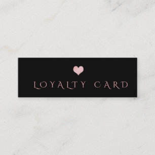 Simple black minimalist pink heart Loyalty card