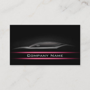 Simple Black Minimalist Pink Line Car Card